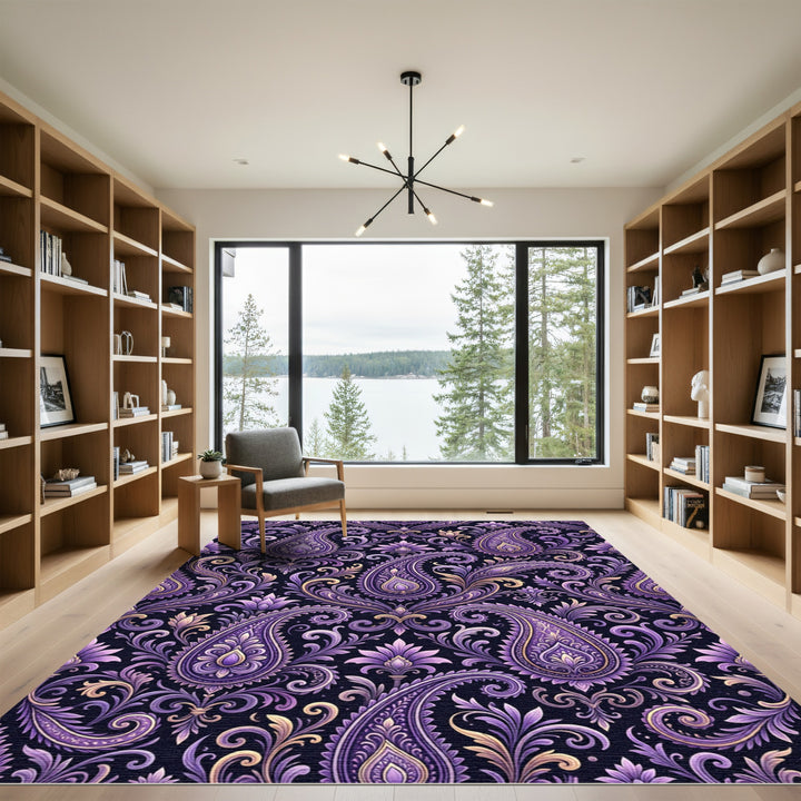 Regal Purple Paisley Flourish Rug
