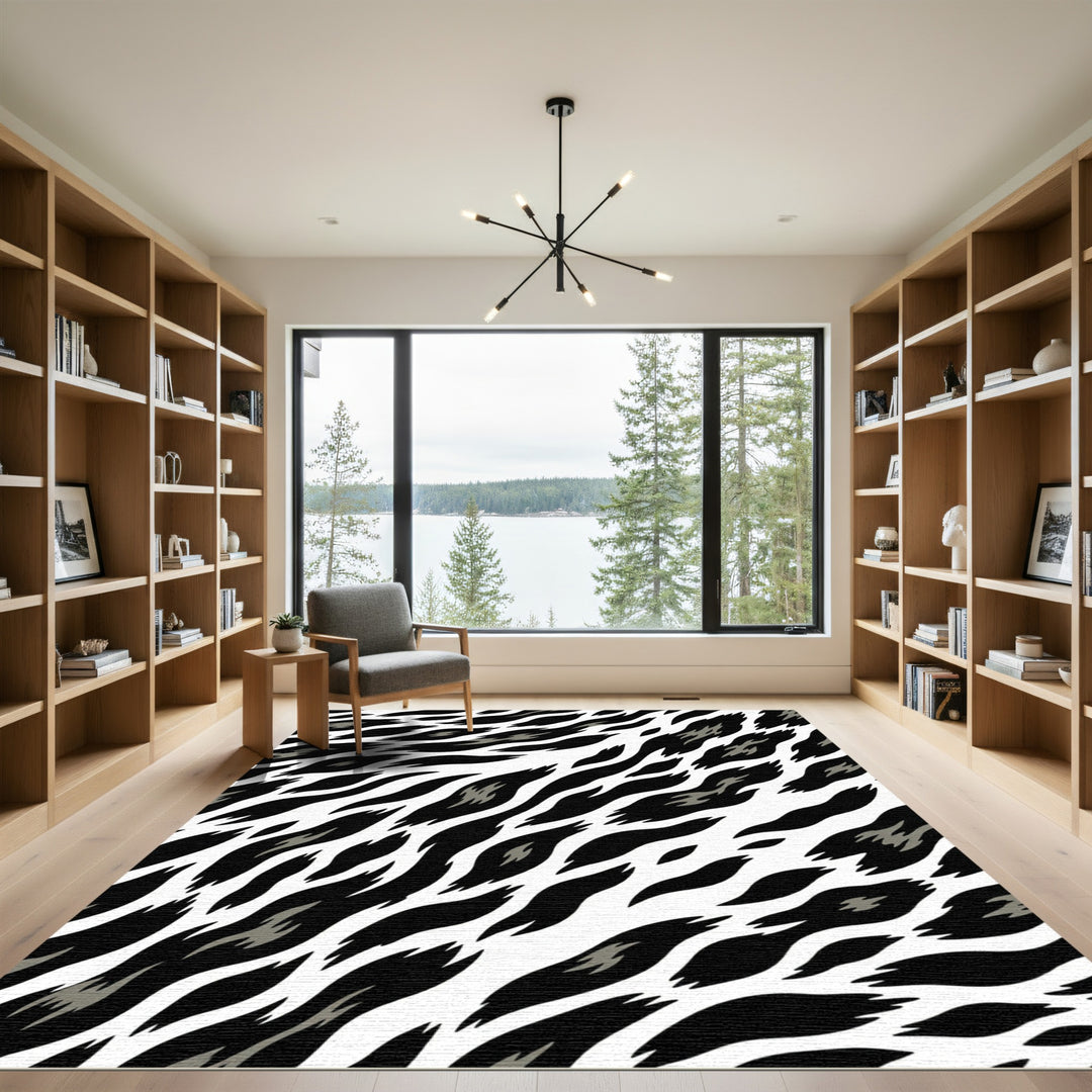 Black And White Jagged Stripes Rug