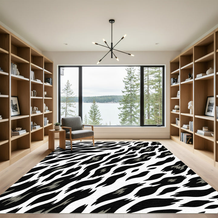 Black And White Jagged Stripes Rug