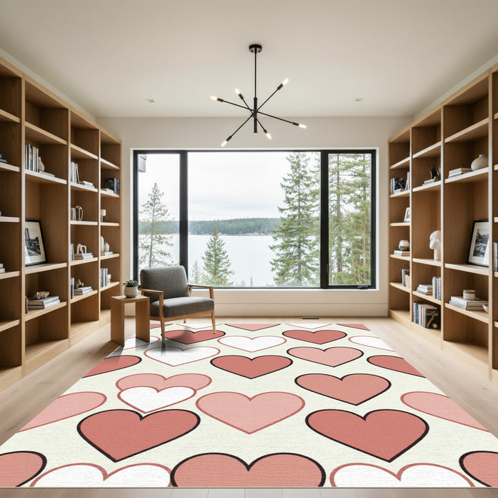 Pink Heart Valentines Day Rug