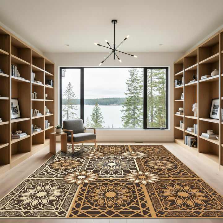 Golden Mandala Geometric Luxury Rug