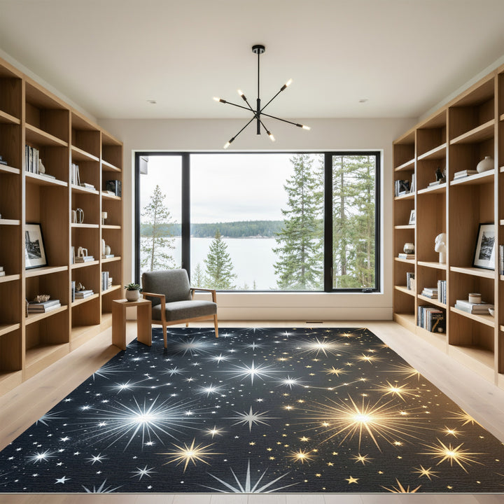 Stunning Starburst Cosmic Night Sky Rug