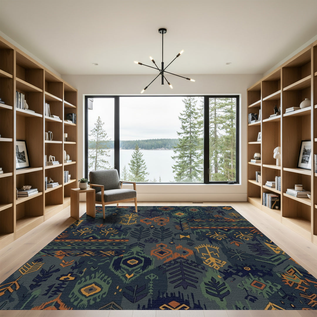 Tribal Ikat Geometric Patchwork Rug