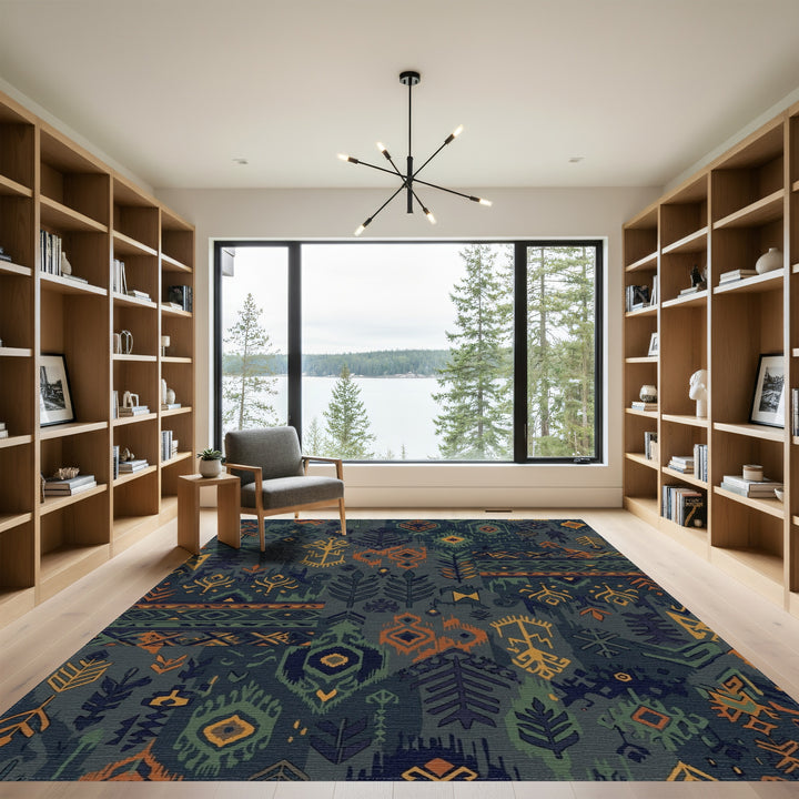 Tribal Ikat Geometric Patchwork Rug