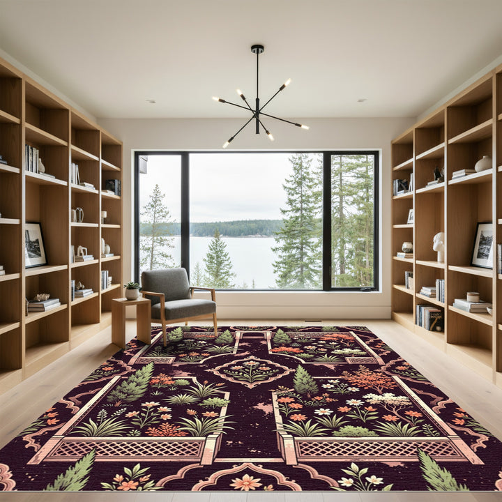 Traditional Floral Garden Archway Rug