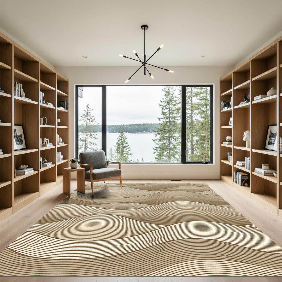 Earthy Wavy Line Art Rug