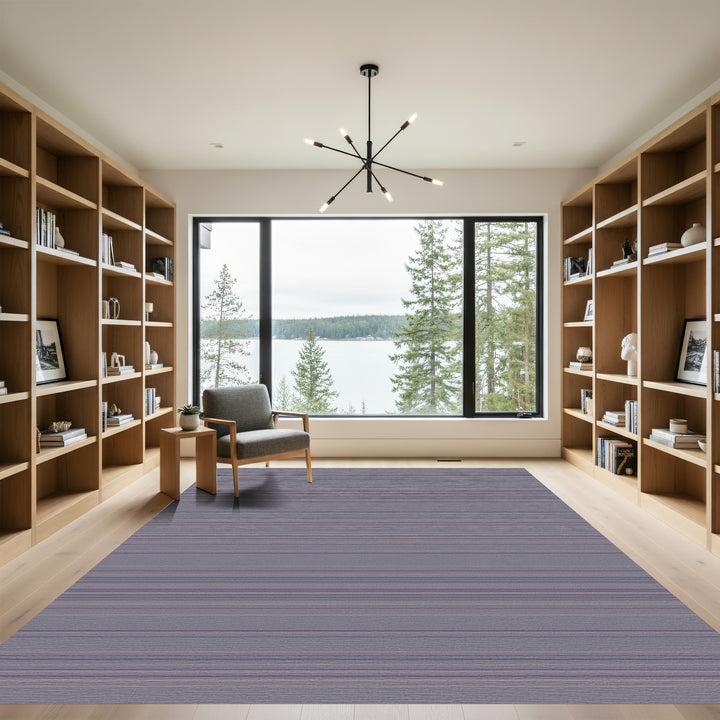 Muted Lavender Contemporary Stripe Rug