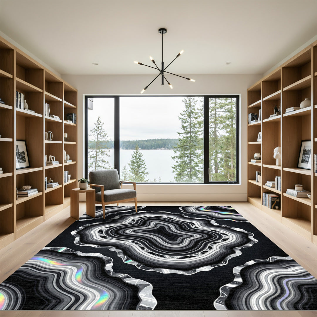 Monochromatic Agate With Rainbow Accents Rug