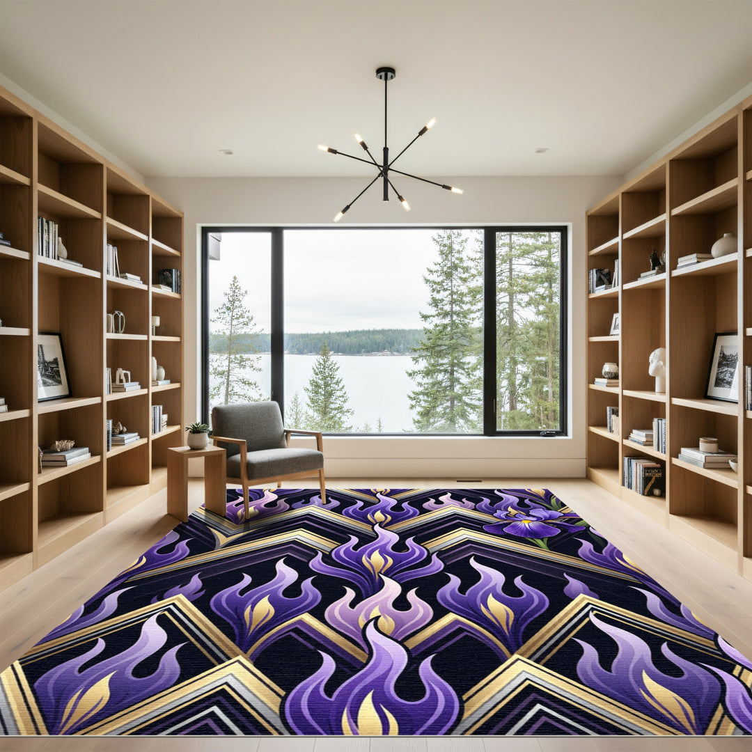 Purple Flame Iris Geometric Rug