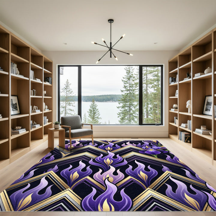 Purple Flame Iris Geometric Rug