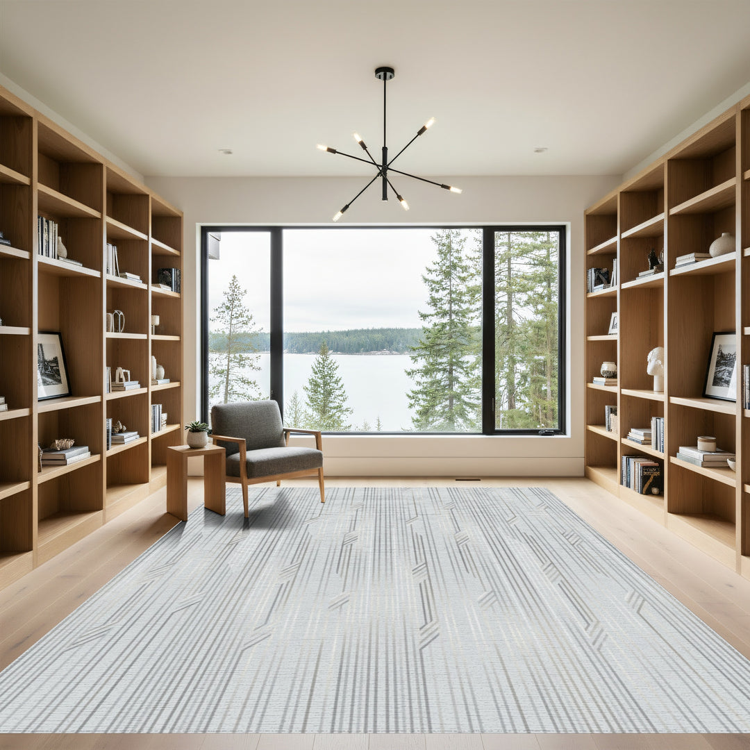 Chic Silver Vertical Segment Rug