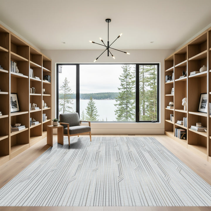 Chic Silver Vertical Segment Rug