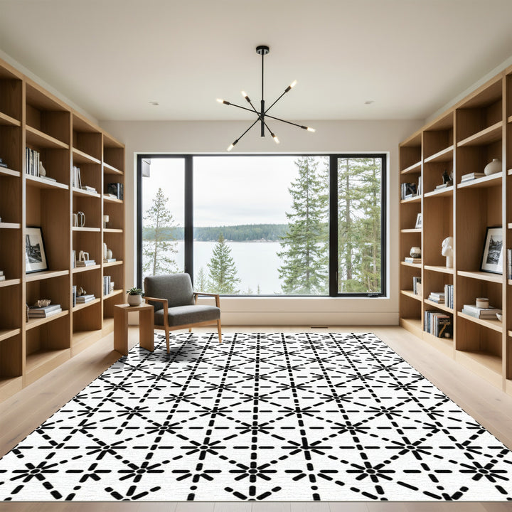 Geometric Starburst Dash Pattern Rug
