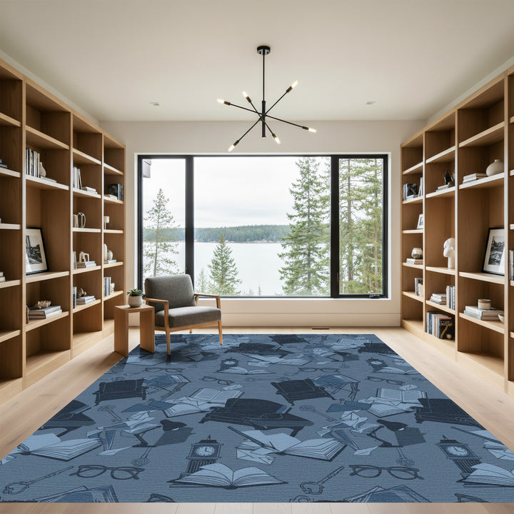 Monochromatic Vintage Study Whimsical Arrangement Rug