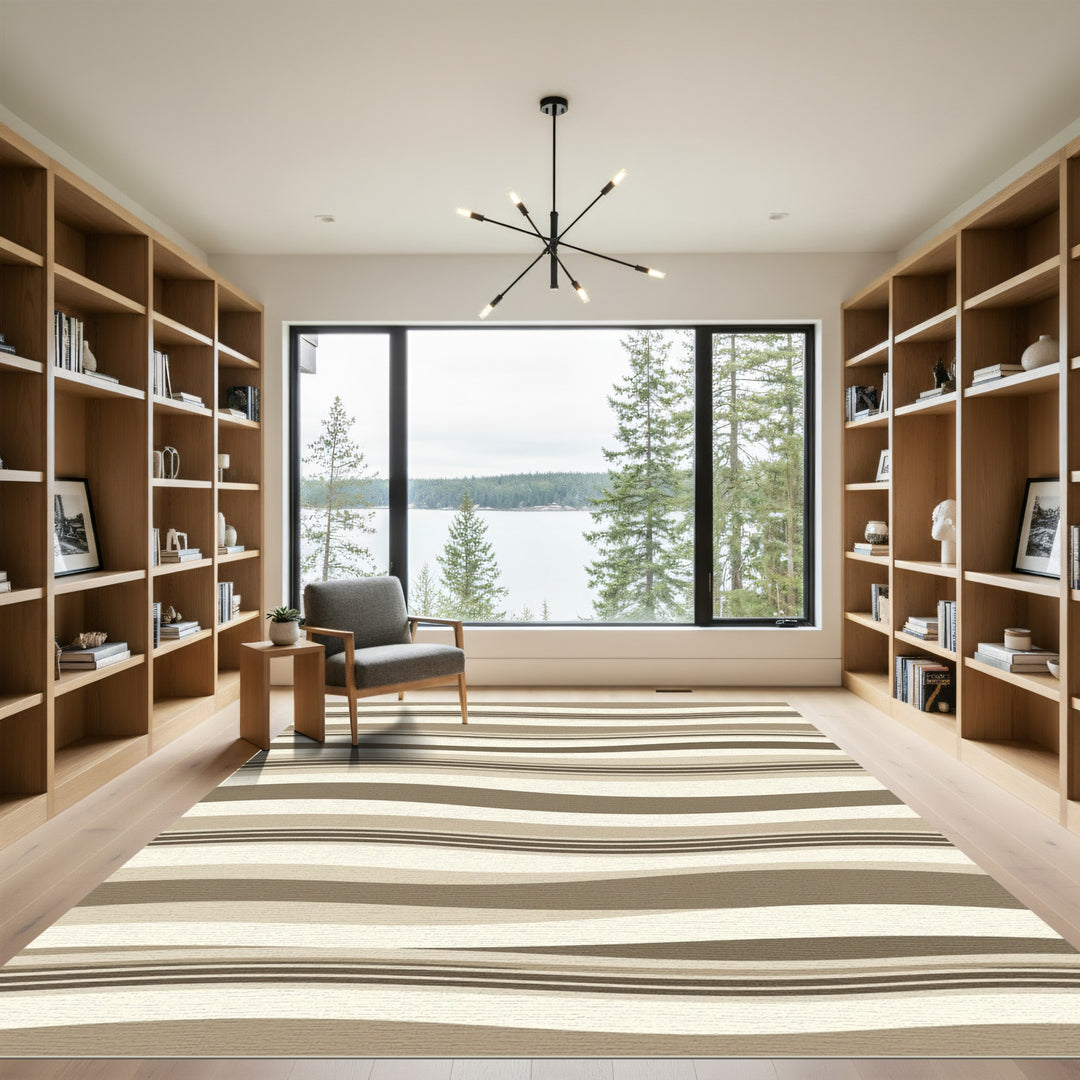 Neutral Toned Wavy Stripe Rug