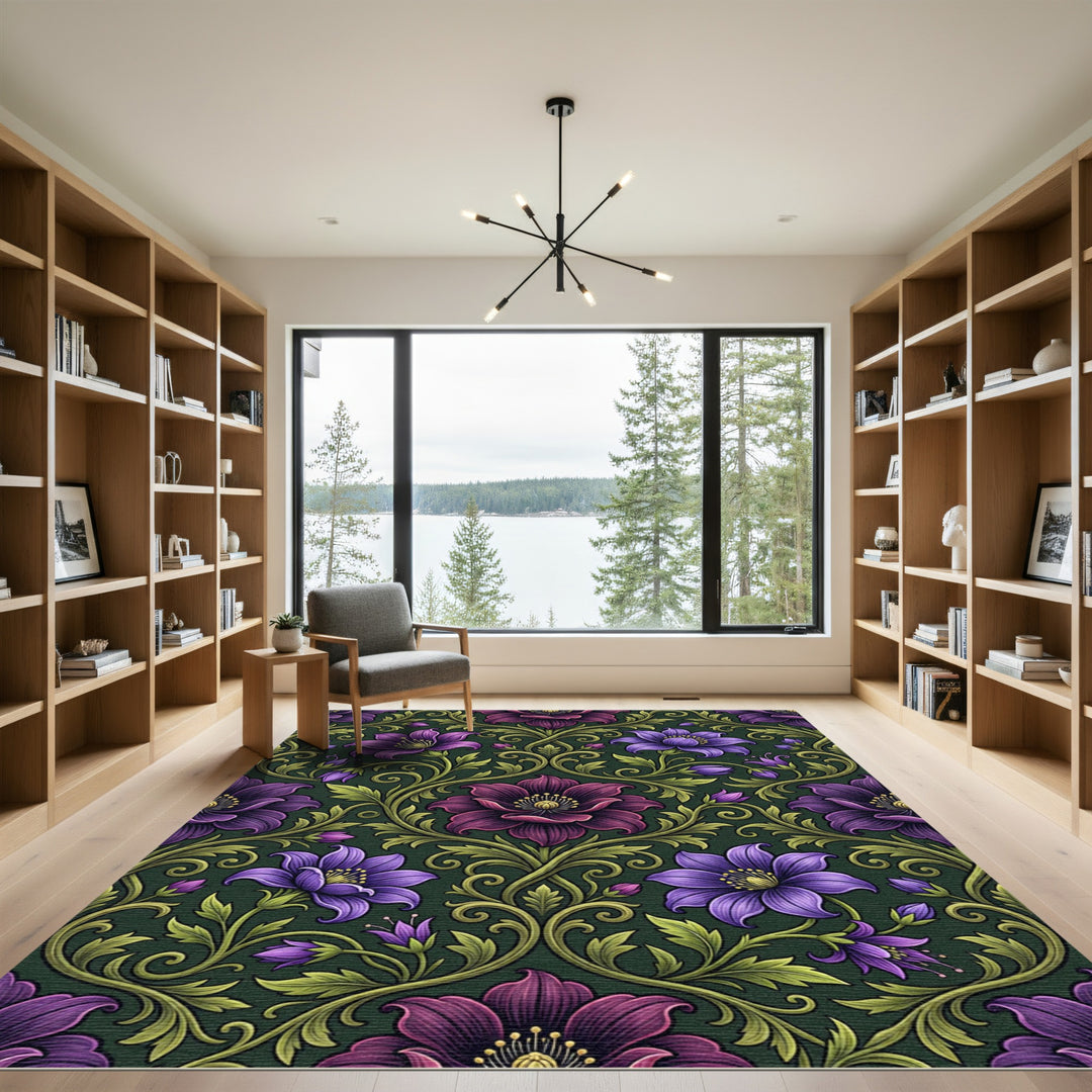 Victorian Plum Floral Vine Rug