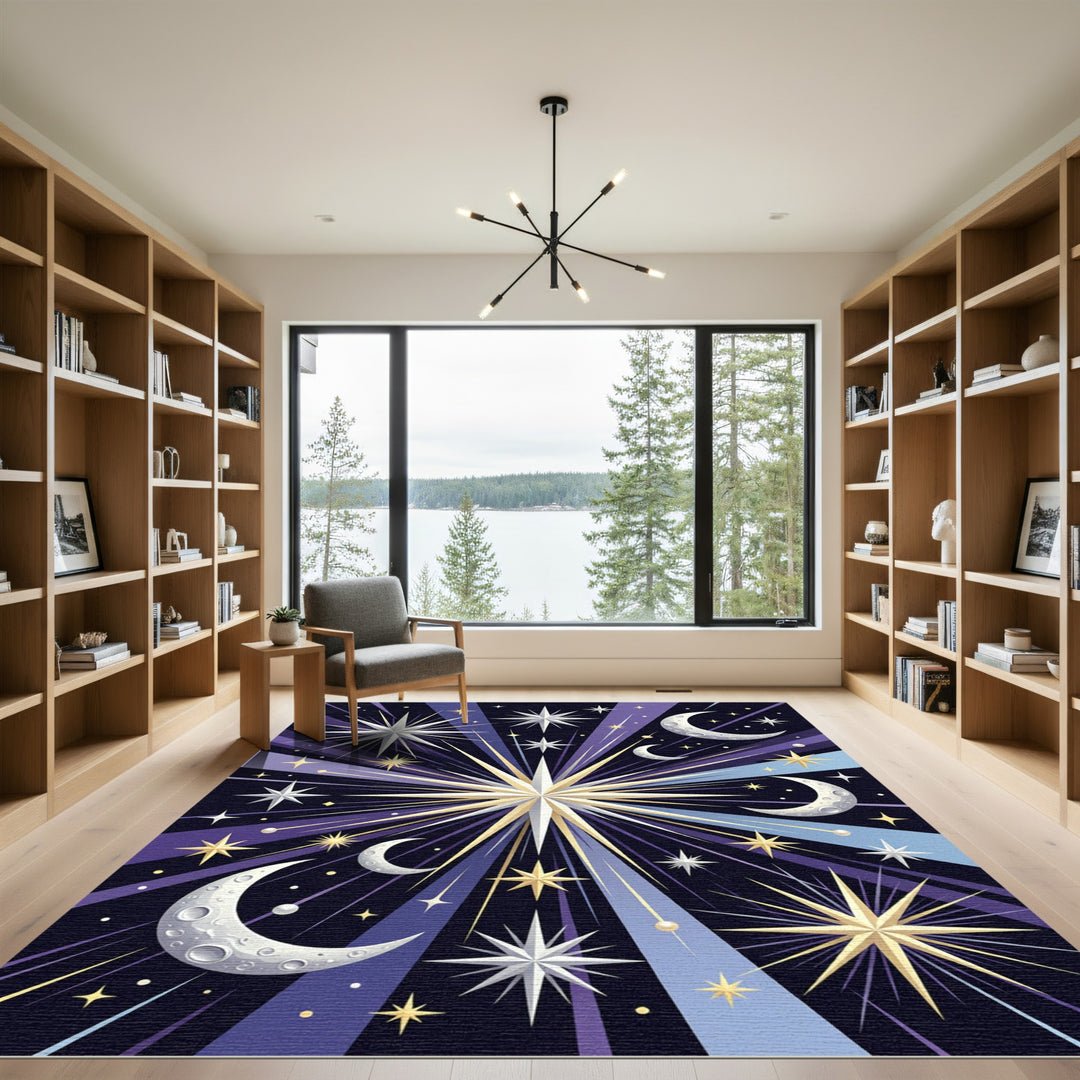 Cosmic Mid Century Starburst Moon Rug