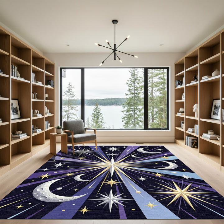 Cosmic Mid Century Starburst Moon Rug