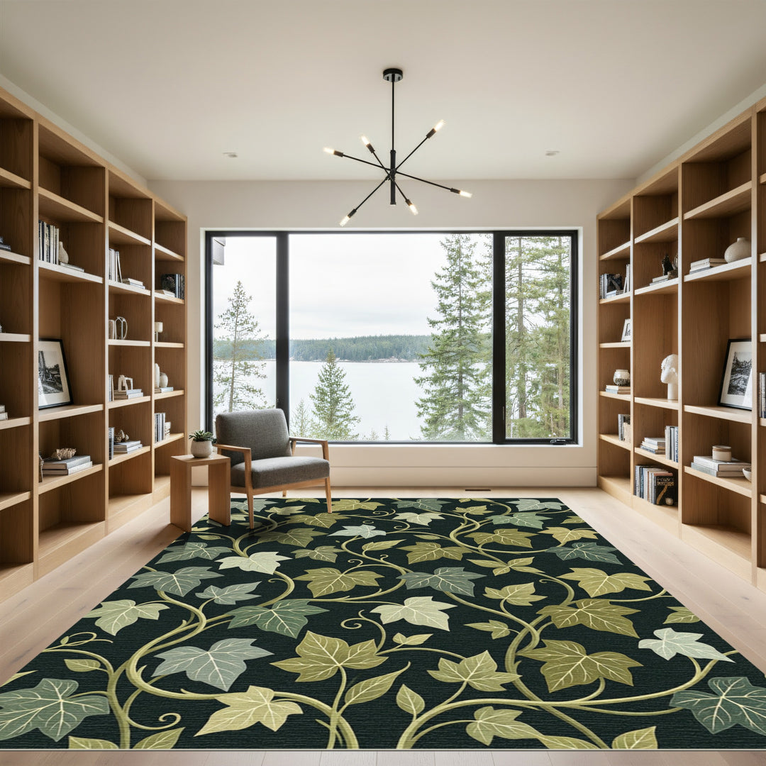 Dark Ivy Vine Leaf Art Rug