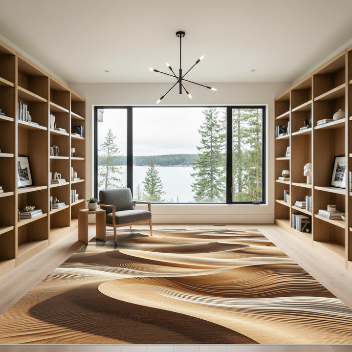 Golden Desert Dune Swirl Rug