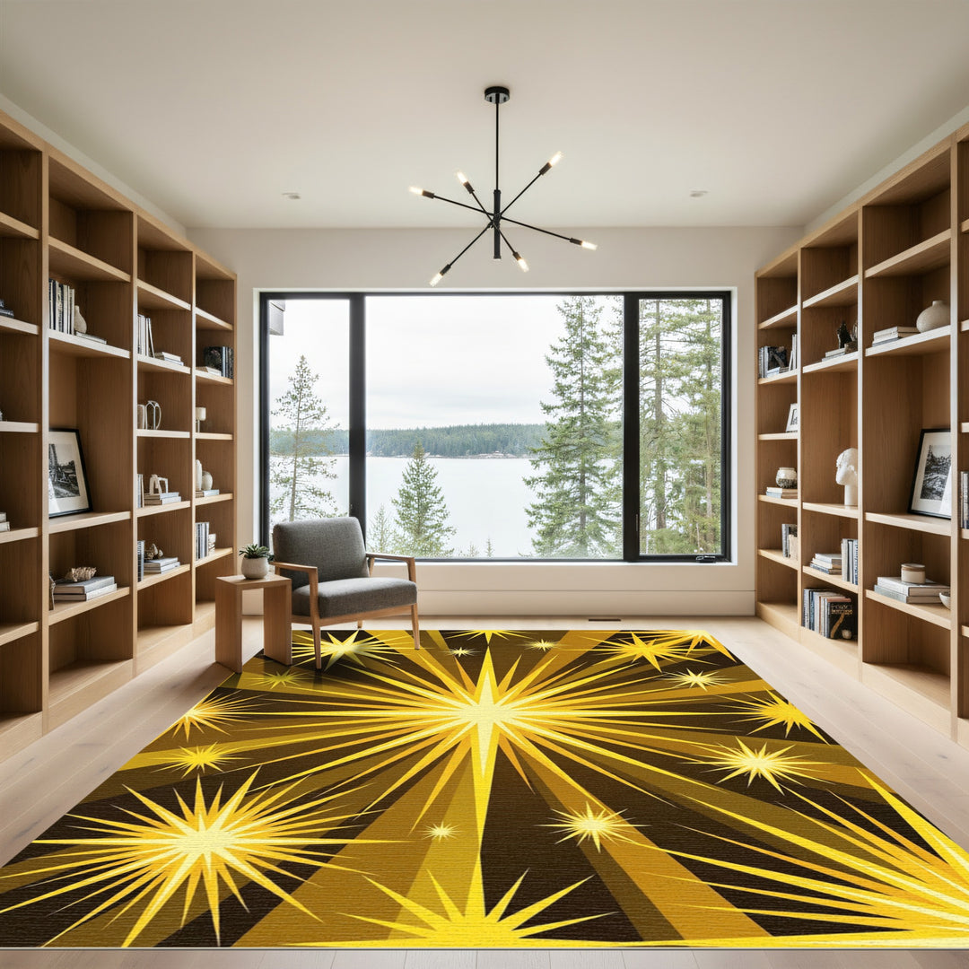Golden Sunburst Starburst Rug