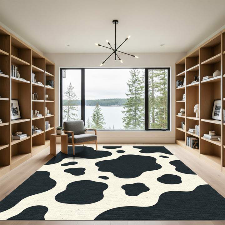 Black and Cream Cow Spot Rug