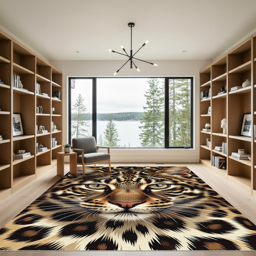 Exotic Leopard Spots Face Rug