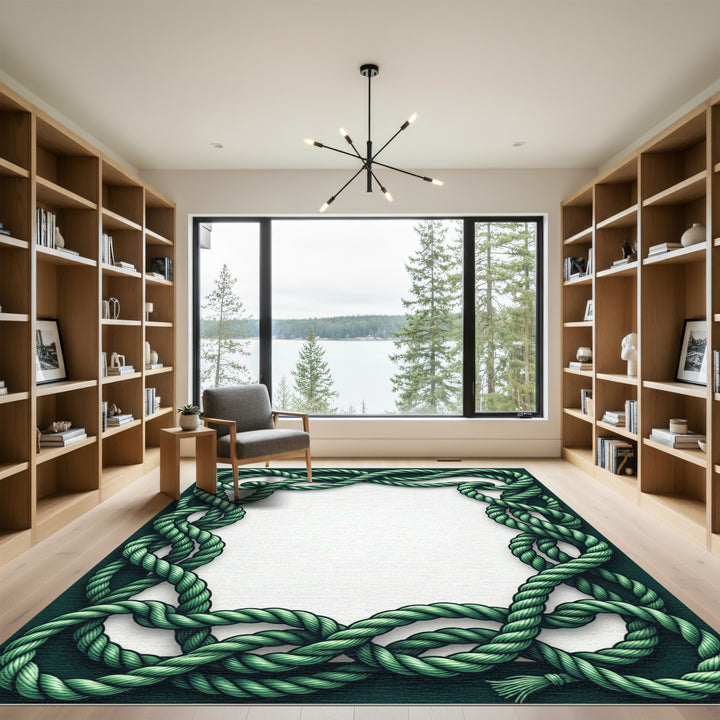 Braided Emerald Rope Frame Rug