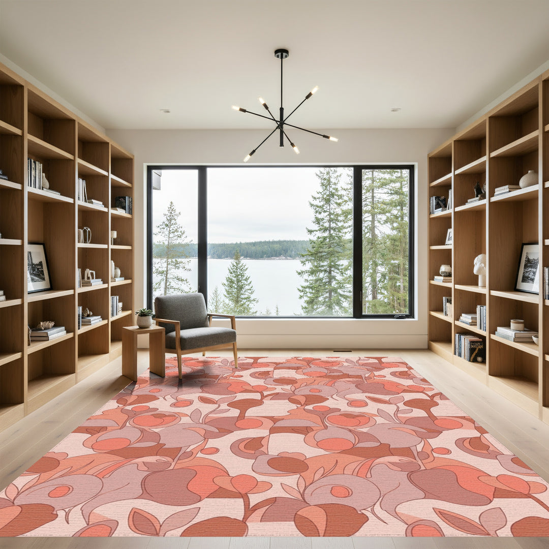 Retro Abstract Floral Garden Rug