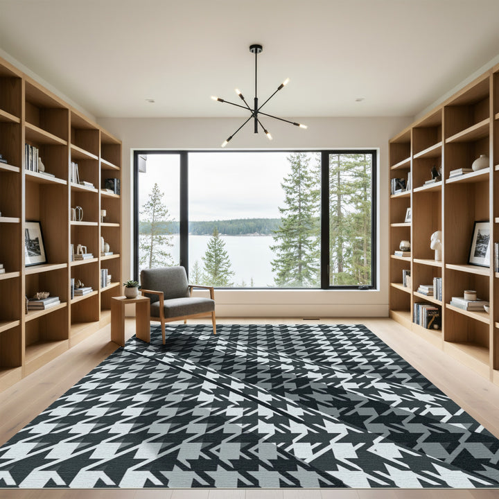 Houndstooth Geometric Gray Rug