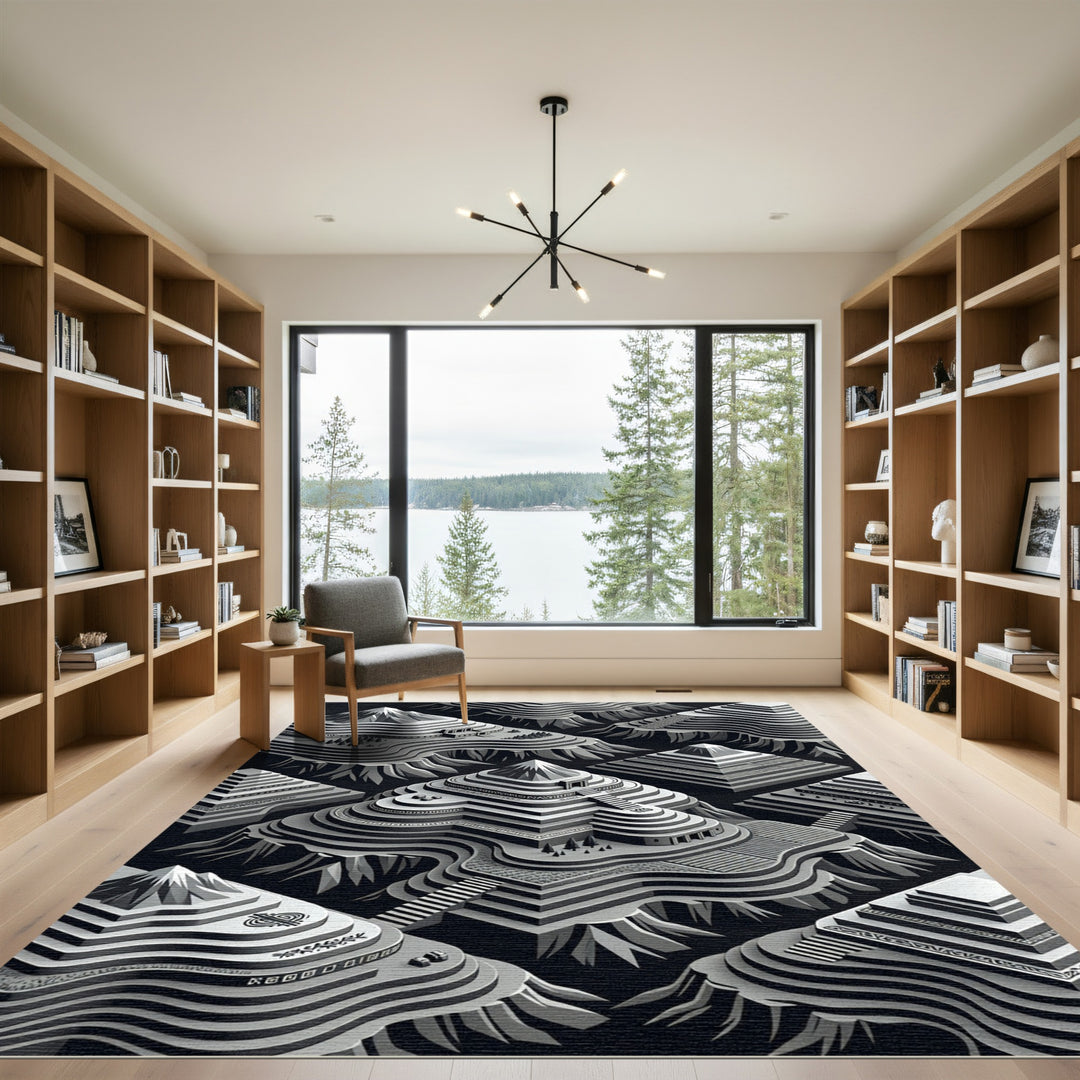 Isometric Mountain City Terraces Rug