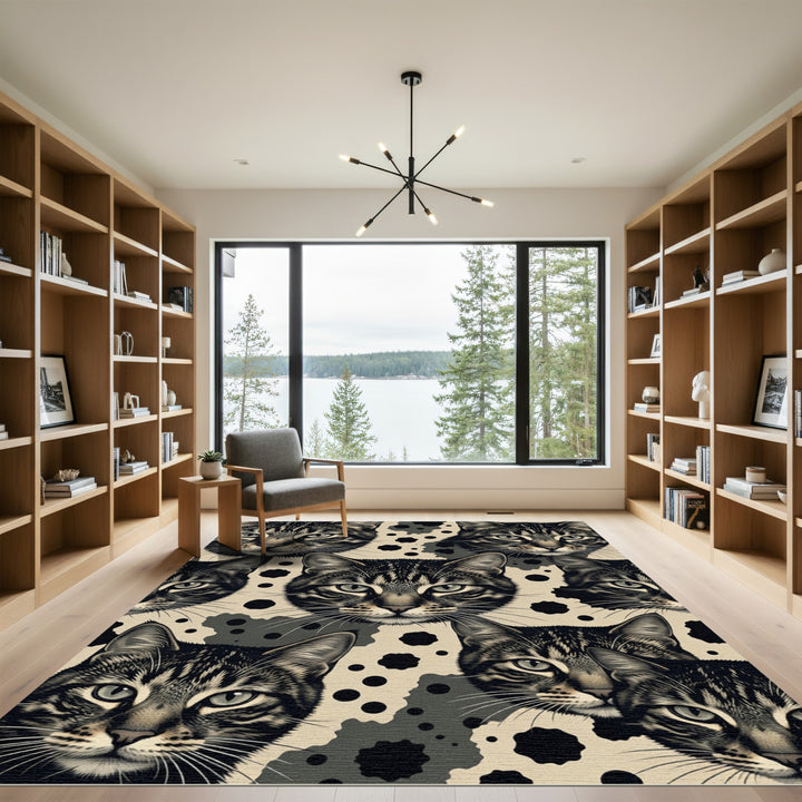 Tabby Cat Black Spot Camouflage Rug