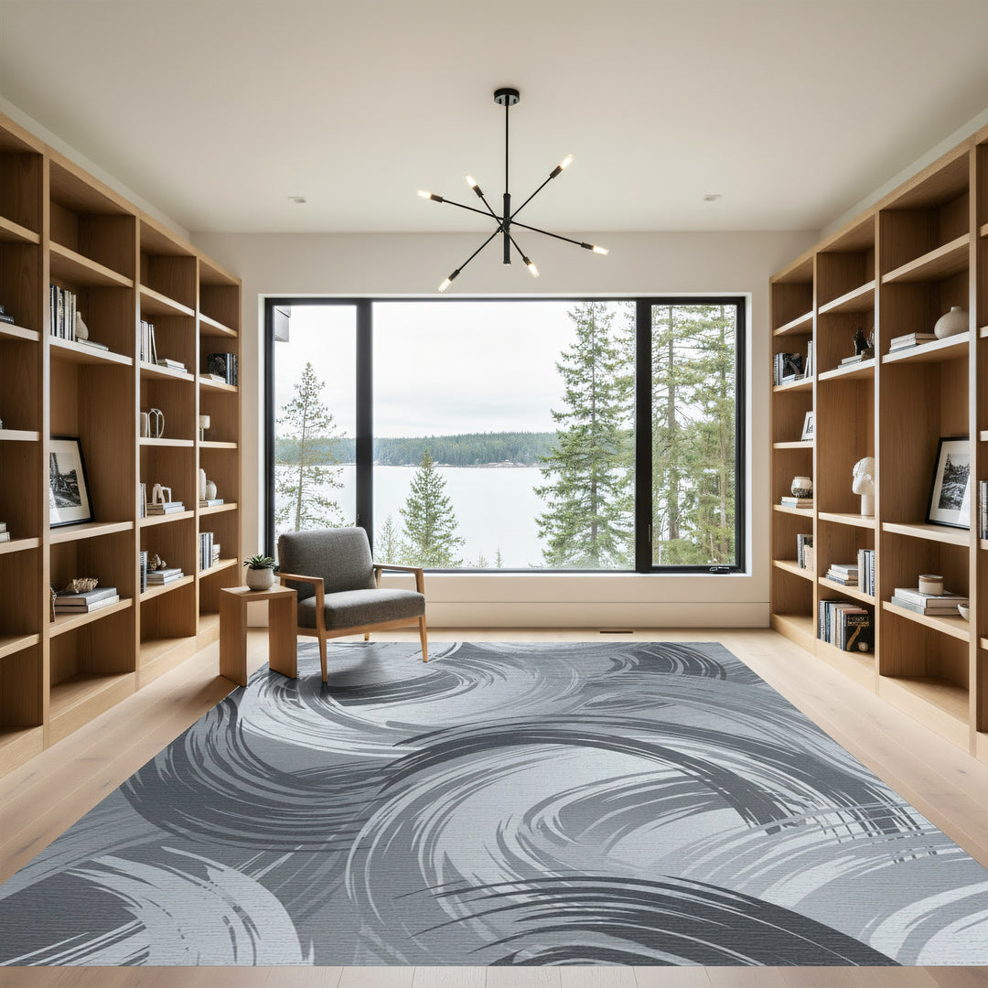 Shaded Swirl Brush Strokes Rug