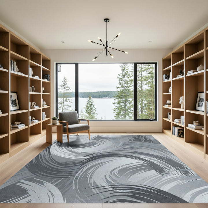 Shaded Swirl Brush Strokes Rug