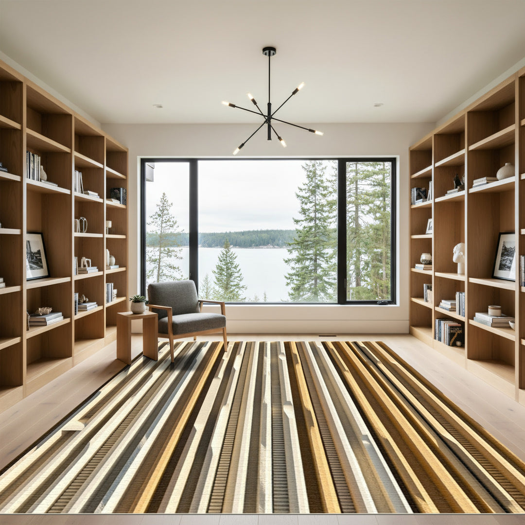 Neutral Textured Vertical Stripe Rug