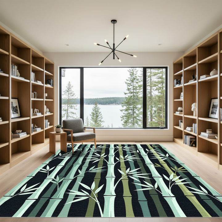 Sage Green Bamboo Forest Stripes Rug