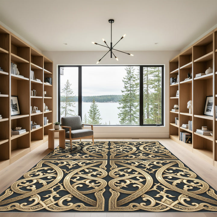 Golden Celtic Knot Weave Rug