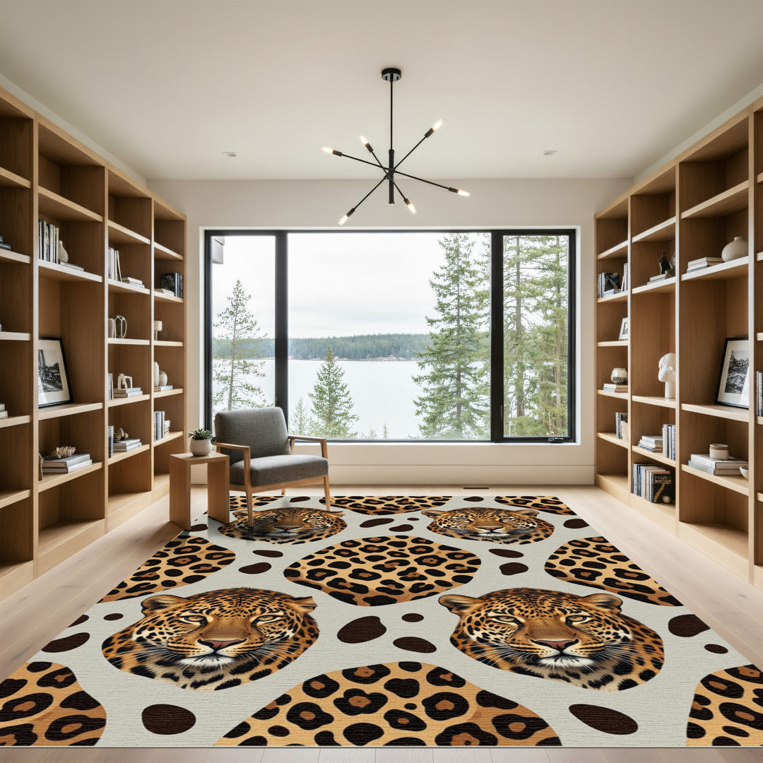 Leopard Spot Faces Realistic Camouflage Rug
