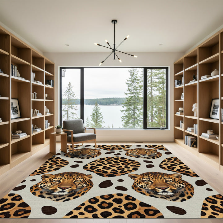 Leopard Spot Faces Realistic Camouflage Rug
