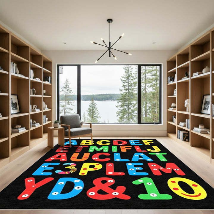 Colorful Alphabet Characters Playful Composition Rug