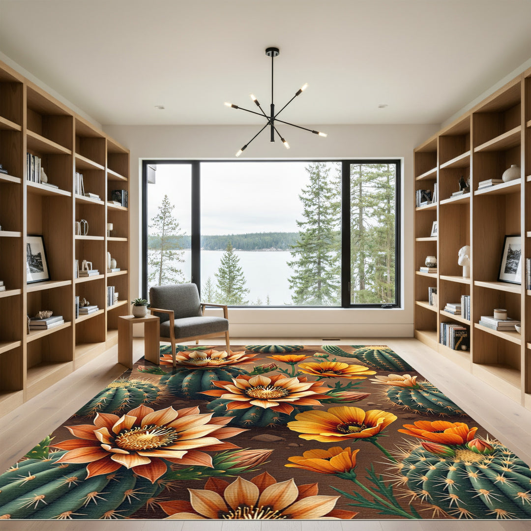 Vibrant Desert Bloom Cactus Rug