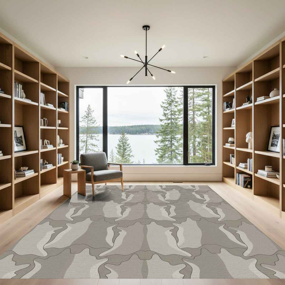 Earthy Neutral Organic Organic Forms Rug