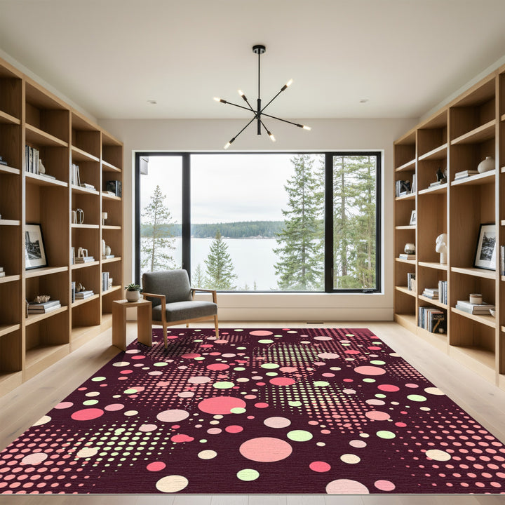 Pink And Cream Dotty Circles Rug