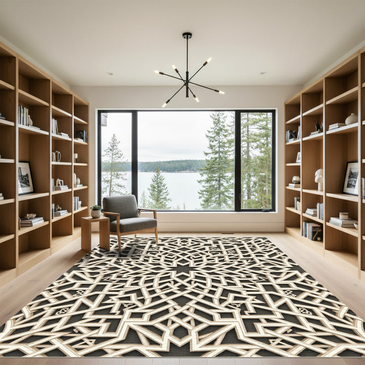 Cream Geometric Interlocking Star Rug