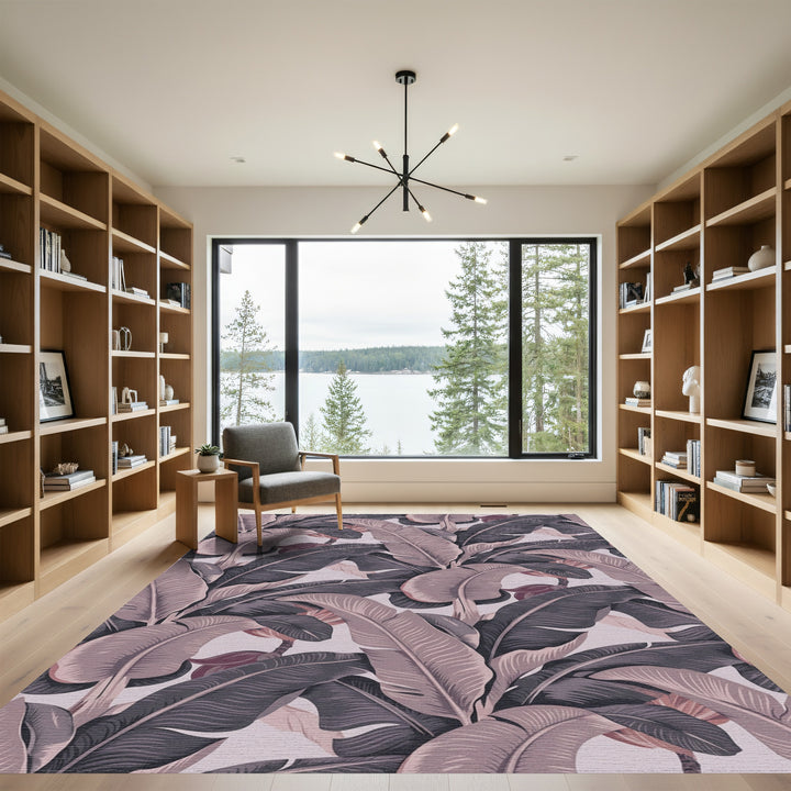 Dusty Rose Banana Leaf Tropical Rug