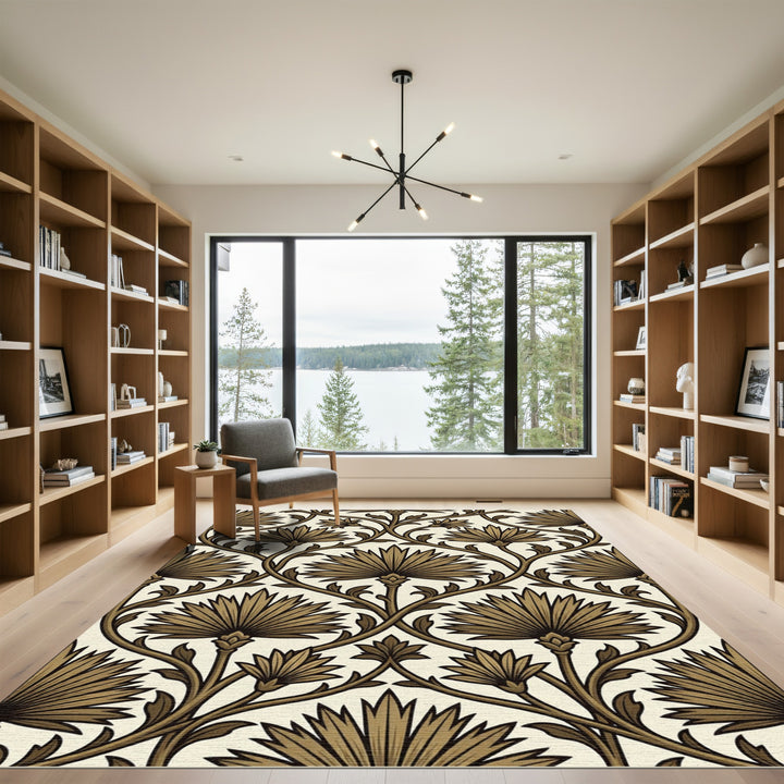 Art Nouveau Gold Floral Vine Rug