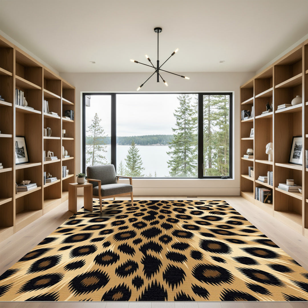Leopard Spot Golden Faux Fur Rug