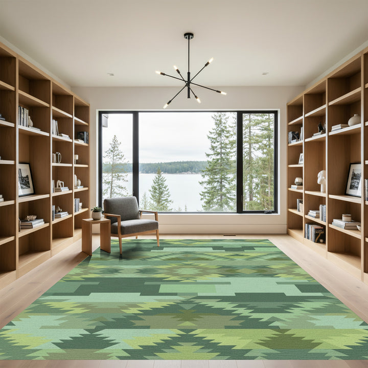 Sage Green Geometric Summit Rug