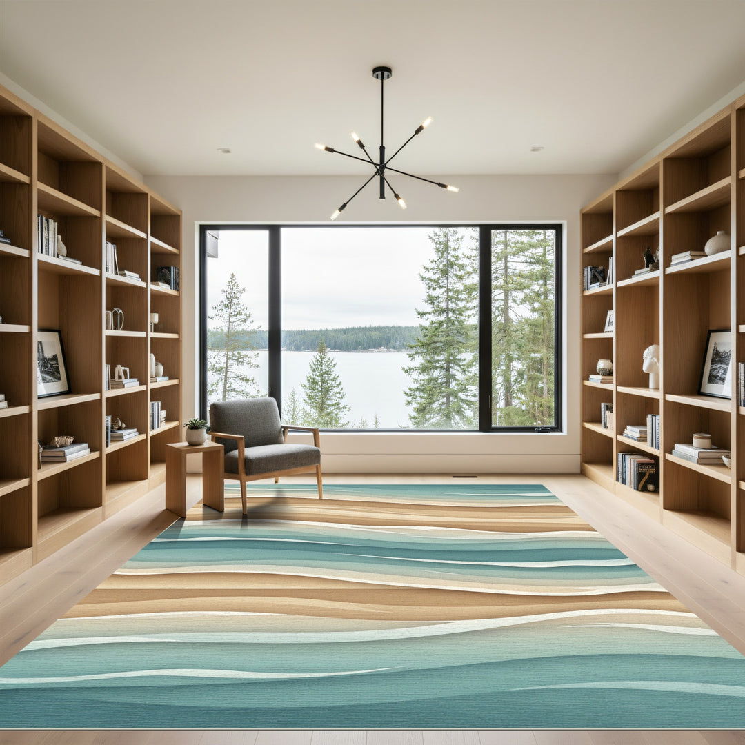 Abstract Sandy Ocean Wave Ripple Rug