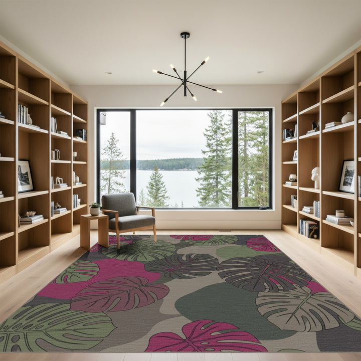 Monstera Leaves Camouflage Color Rug
